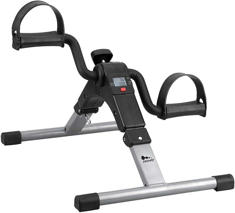 Foldable Mini Pedal Exerciser w/ LCD Display Adjustable Resistance for Arms/Legs