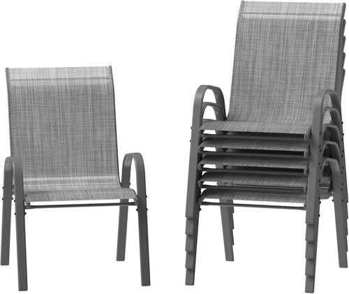 6 Stackable Garden Chairs Outdoor Patio Dining Weatherproof Seats