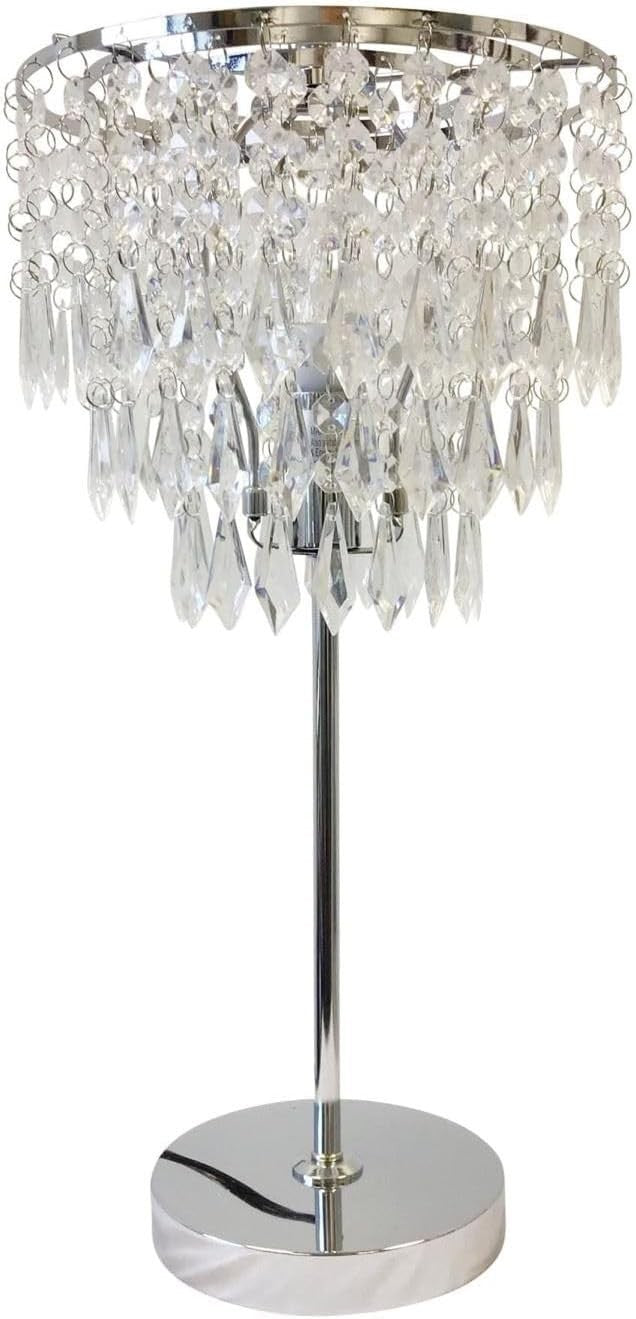 Set of 2 Crystal Table Lamps with Polished Chrome Base & Acrylic Shades