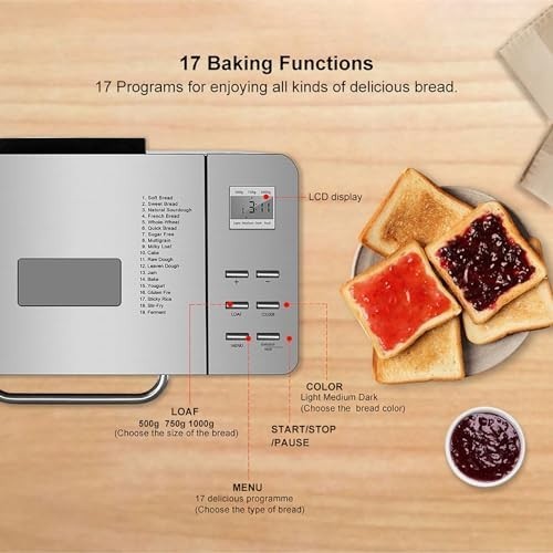 Automatic Bread Maker 2lb Capacity with Nut Dispenser 15-Hour Timer