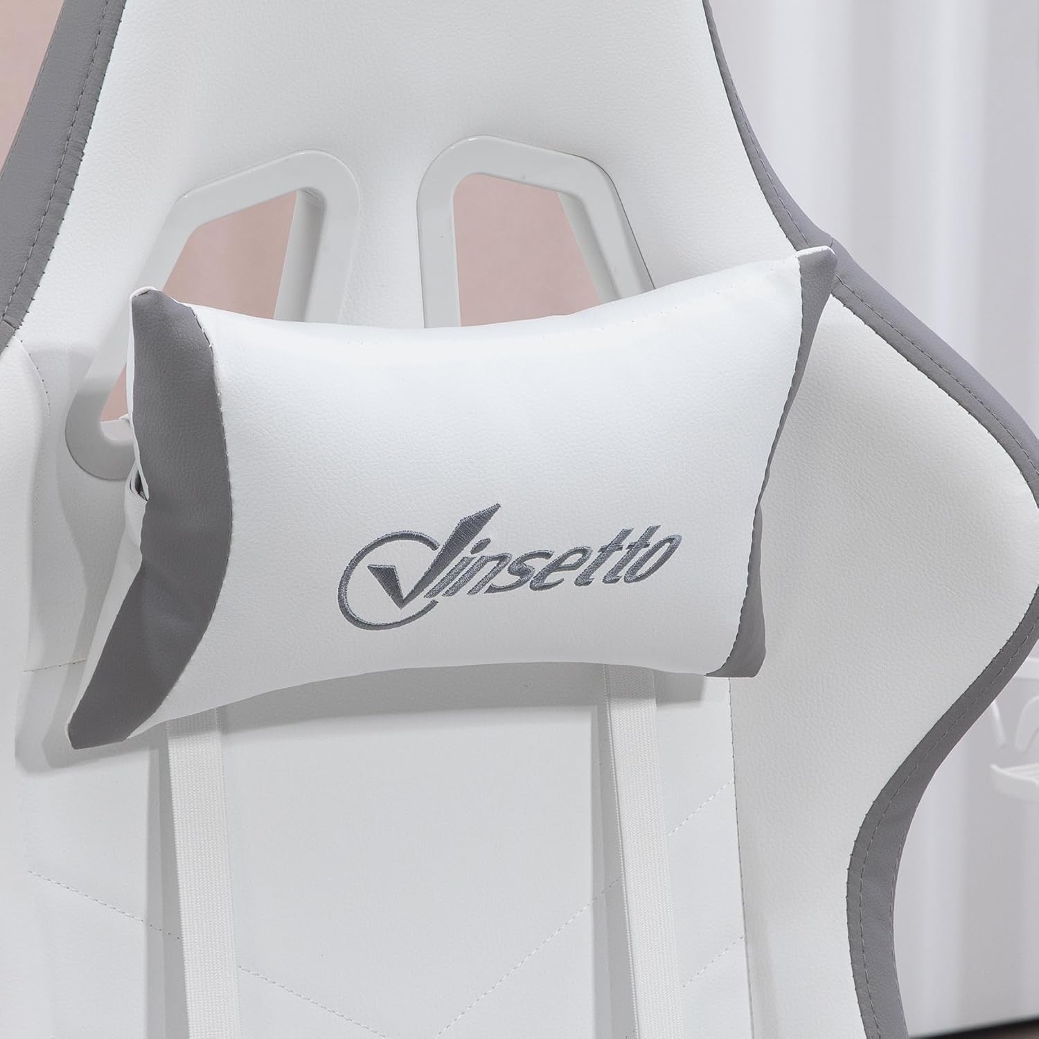Gaming Chair PU Leather Recliner w/ Footrest 135° Swivel White