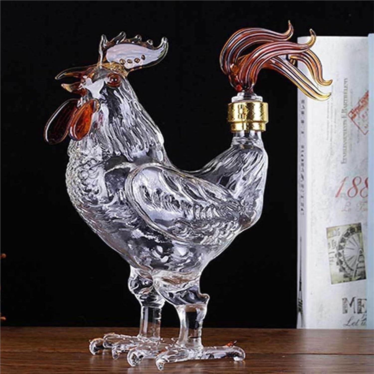 Rooster Whiskey Decanter 500ml Glass Chicken Bottle Unique Bar Gift