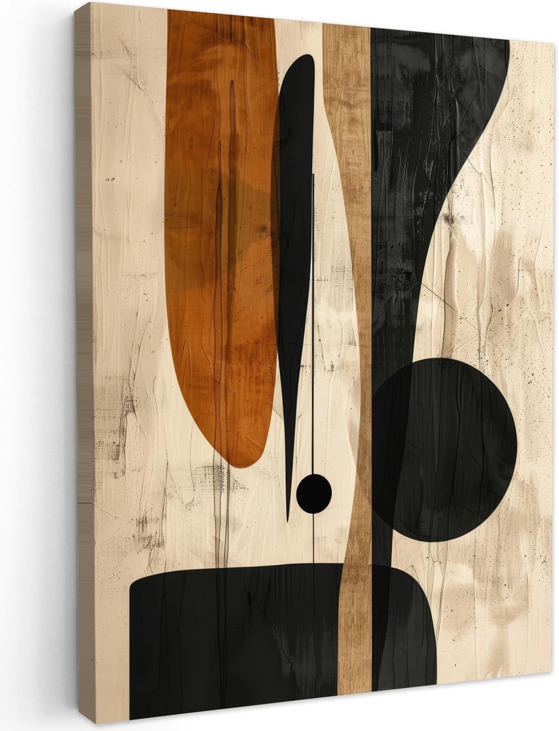 Large Framed Canvas Wall Art 50x70cm Beige Black Abstract