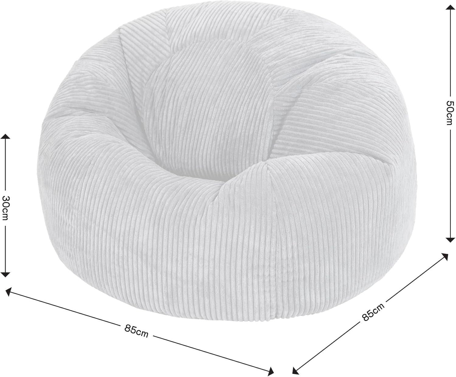 2x Large Navy Cord Bean Bag Chairs | Adult Floor Lounger w/ Filling