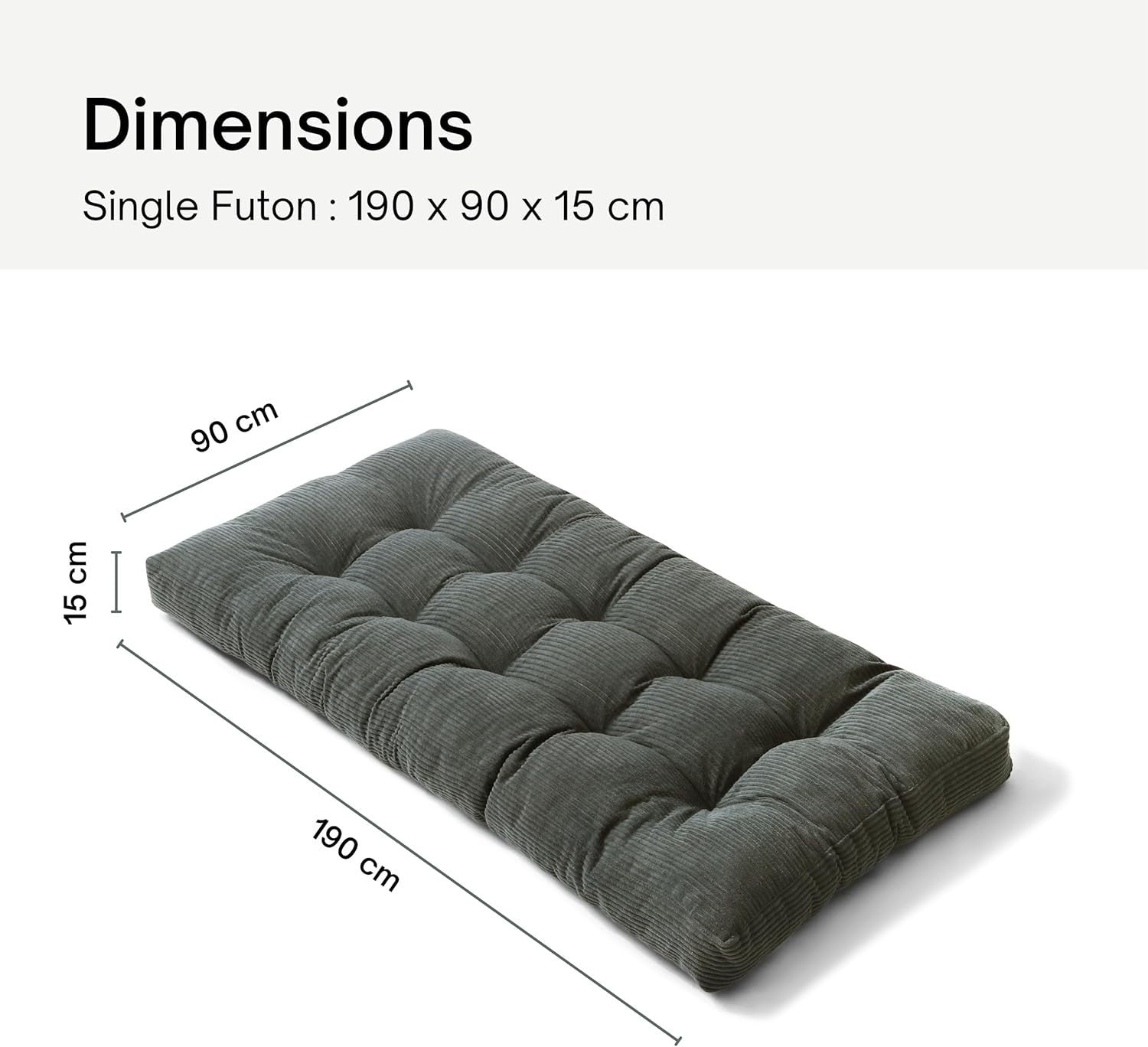 Floor Futon Mattress 90x190 Foam Sofa Bed Thick Corduroy Foldable