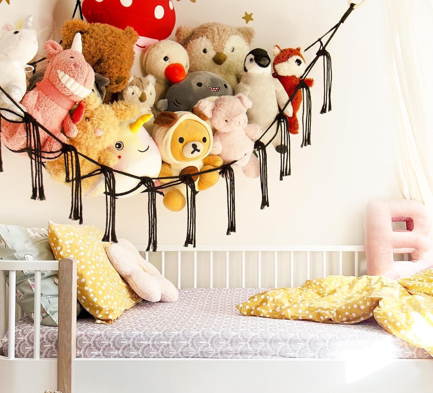 Toy Storage Hammock Net for Stuffed Animals - Wall Corner Mesh Organizer