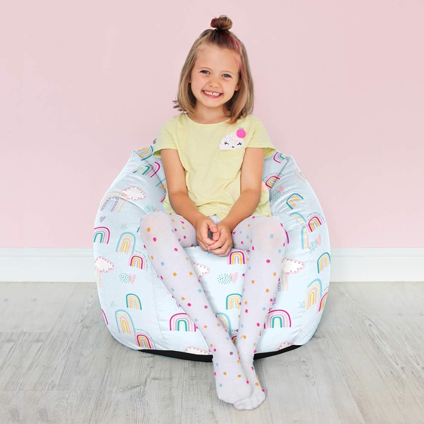 Kids Bean Bag Chair Rainbow Washable Seat for Bedroom Playroom 65x85cm