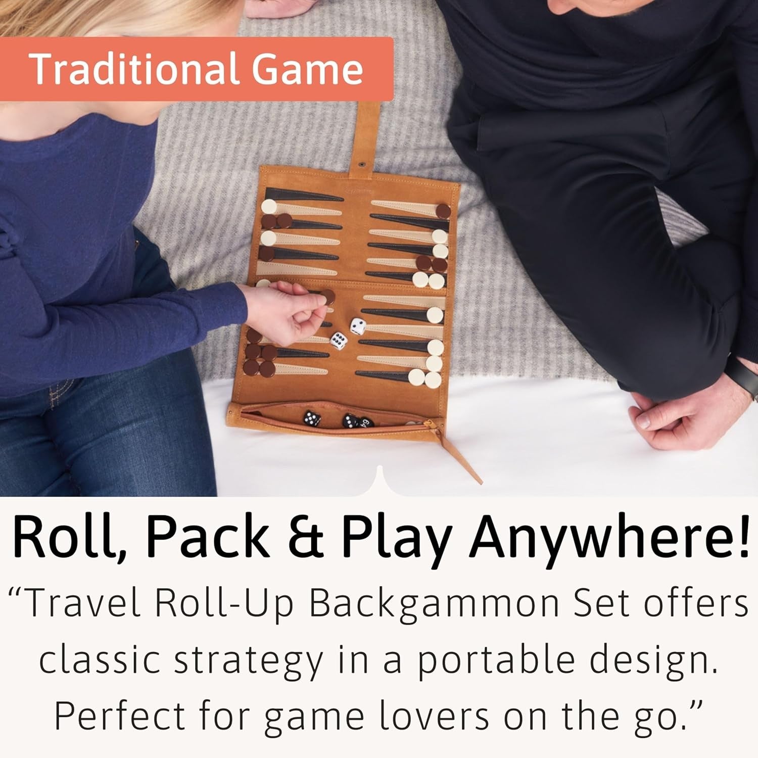 Luxury Leather Backgammon Set Roll Up Travel Board Game Dice Pieces