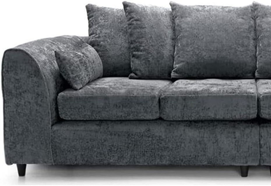 Modern 4 Seater Straight Sofa Grey Alaska Fabric Scatter Back Cushions Comfy