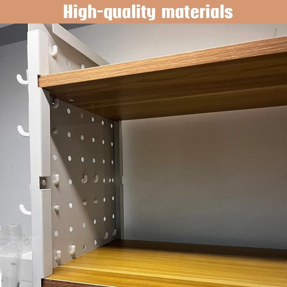 Adjustable Desk Organizer Shelf w/ Grid Panel | 1-Tier Wooden Hutch 50cm
