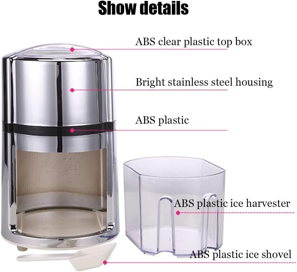 Manual Ice Crusher Hand Crank Stainless Steel Slush Shaver Home Bar