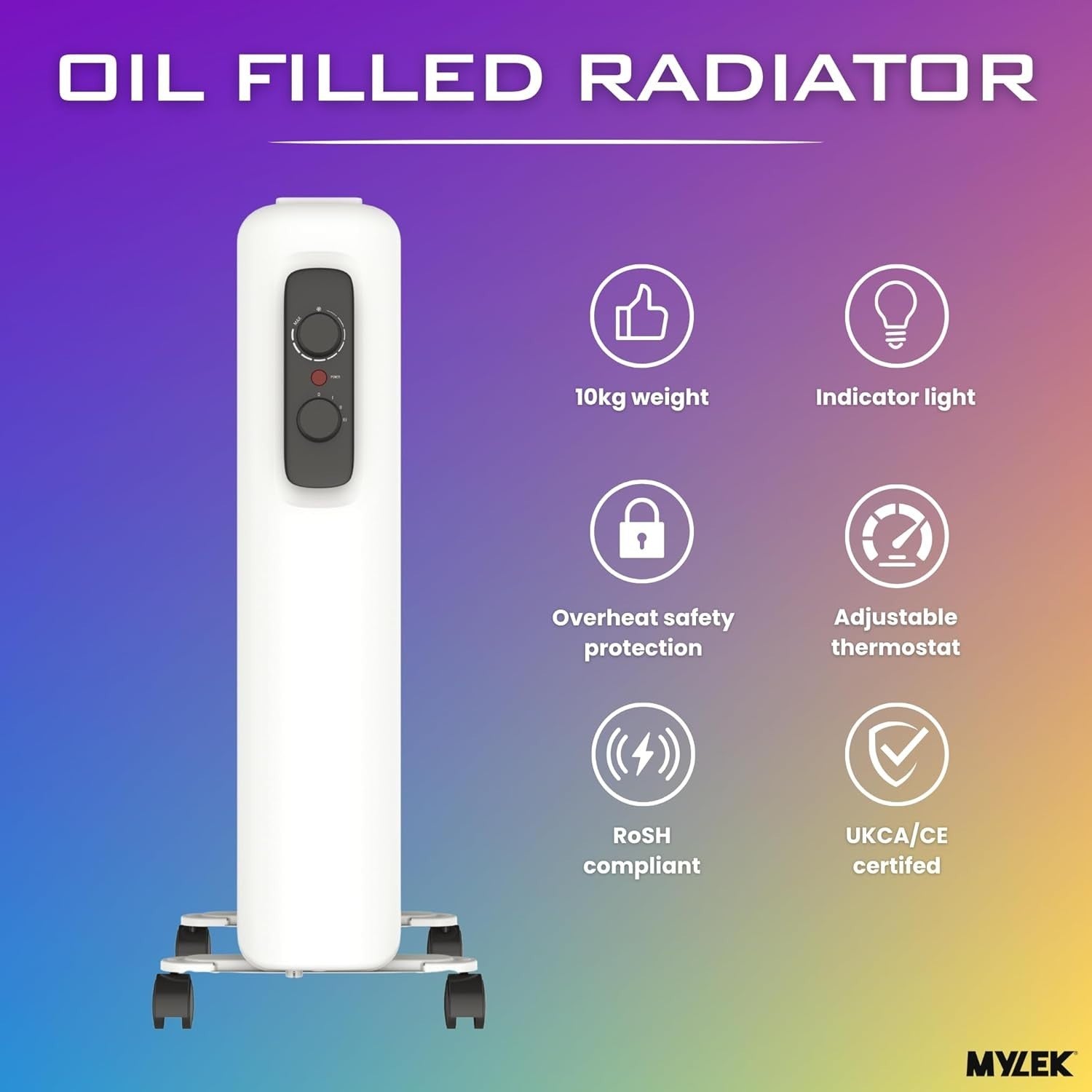 2000W Oil-Filled Radiator Heater – Adjustable Thermostat, Energy Efficient, Port