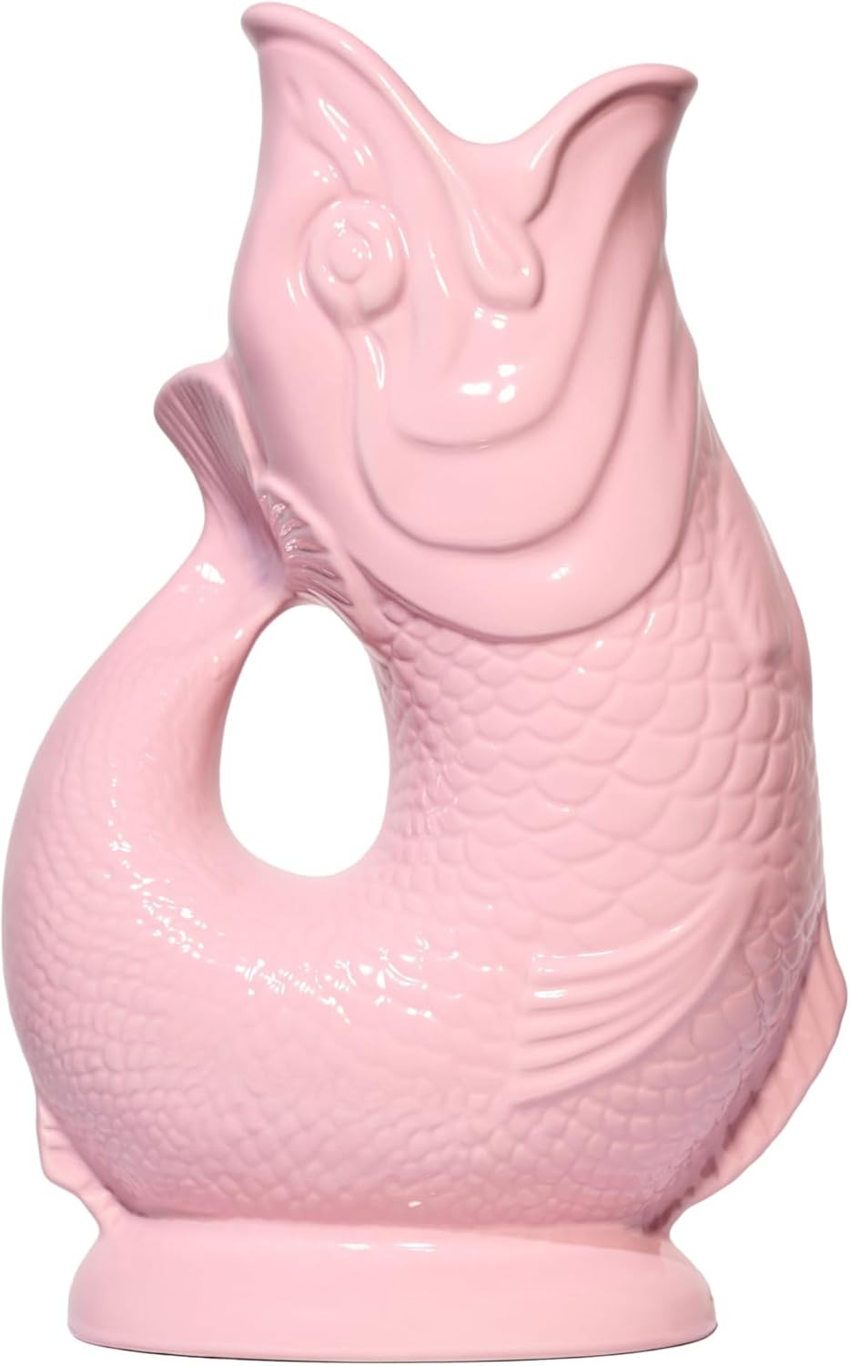 Baby Pink Gluggle Jug XL 1.4L – Ceramic Fish Water Pitcher, Cocktail & Wine Vase