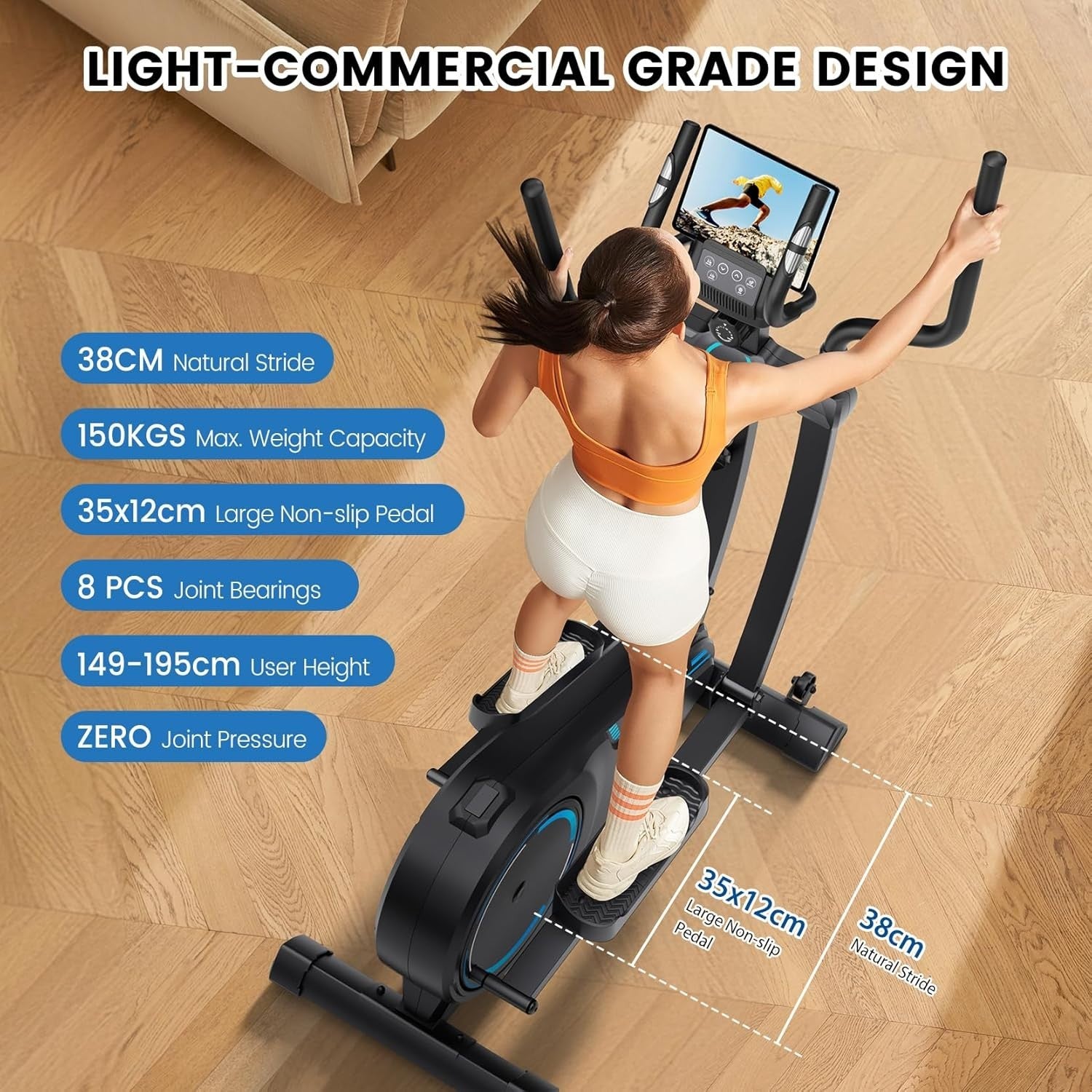 Magnetic Elliptical Cross Trainer for Home with LCD & 16 Resistance Levels