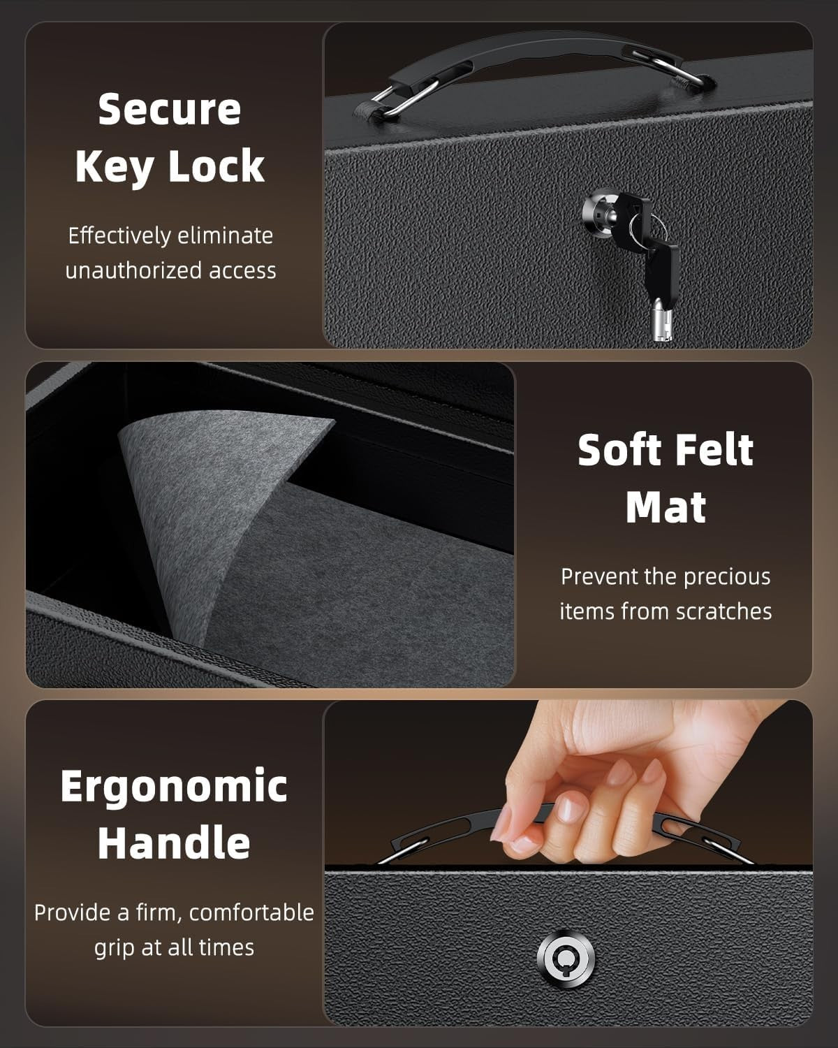 Fireproof Document Box Key Lock Water Resistant Cash Passport Chest