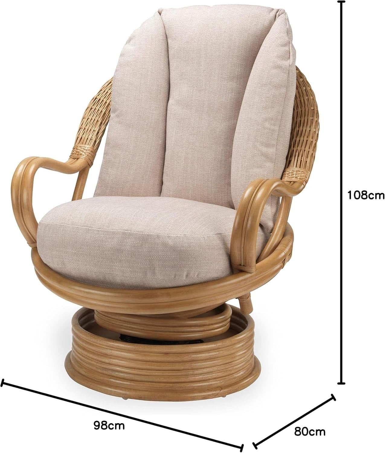 Swivel Rocker Rattan Armchair 360° Indoor Lounge Chair with Cushions