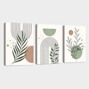 3Pcs Boho Green Botanical Canvas Wall Art 40x60cm Modern Framed Decor