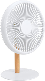 Portable Desk Fan 2-in-1 Rechargeable USB Remote Control Quiet Cooling LED White