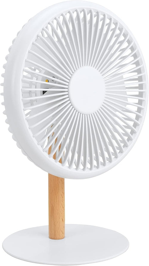 Portable Desk Fan 2-in-1 Rechargeable USB Remote Control Quiet Cooling LED White