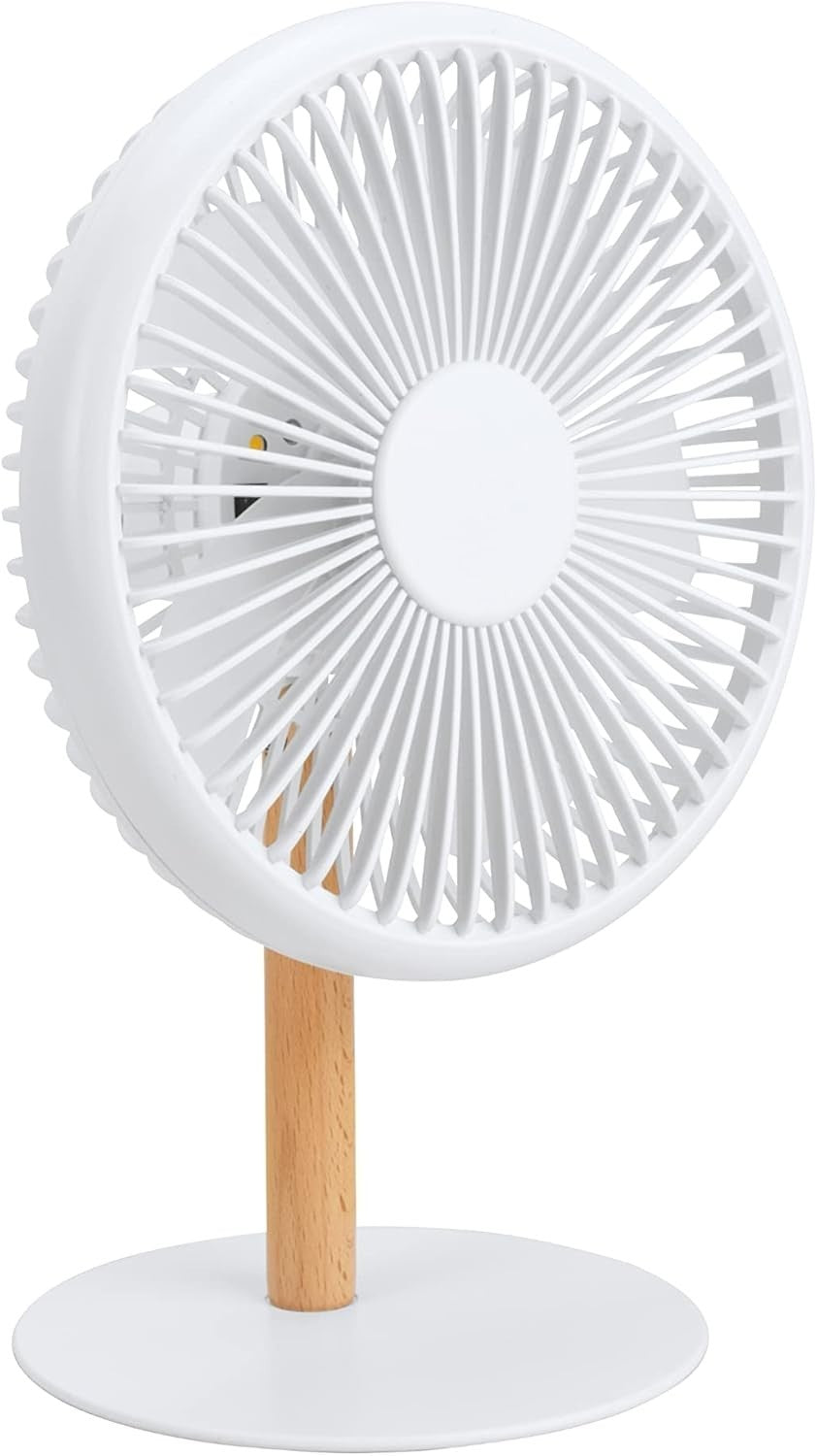 Portable Desk Fan 2-in-1 Rechargeable USB Remote Control Quiet Cooling LED White