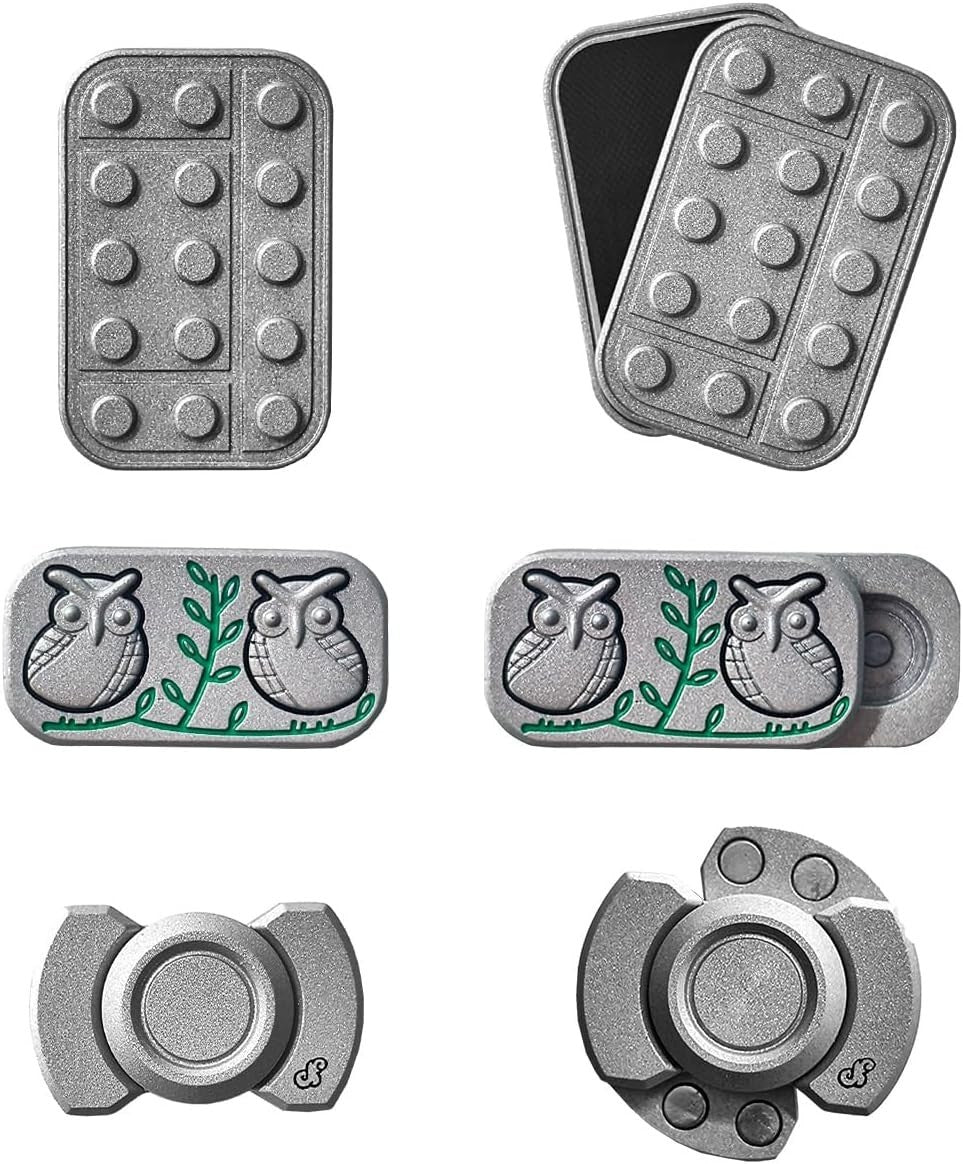 3PCS Metal Fidget Toys Set Magnetic Slider Spinner Stress Relief EDC Silver