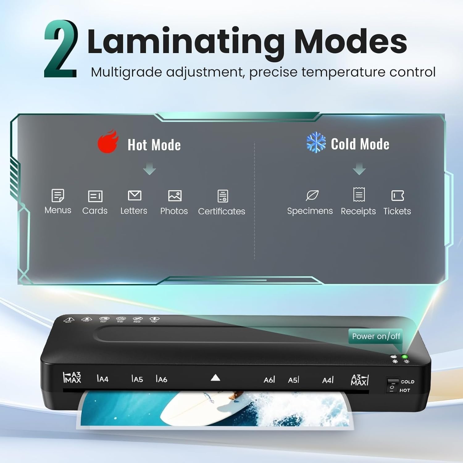 A3 Laminator Machine Hot Cold Fast Warm Up Anti Jam 5-in-1 + Trimmer