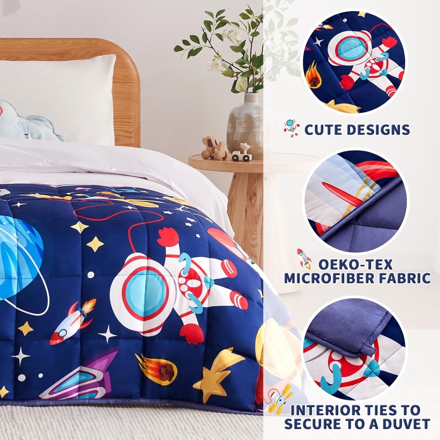Kids Weighted Blanket 40x60in 7lbs Breathable Cooling Throw Blue Aerospace