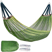 Camping Hammock Green Nylon Mesh Rope Swing Portable 100kg Load