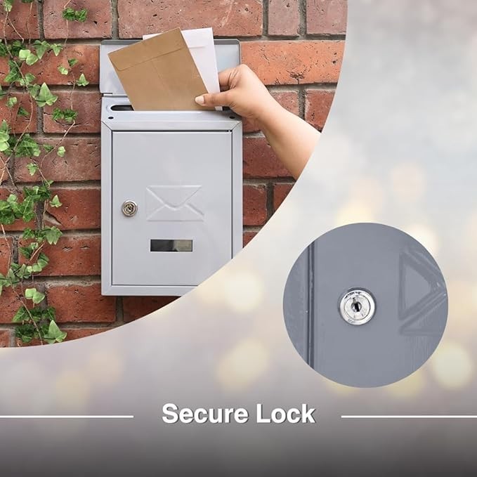 Lockable Wall Mounted Post Box – Weatherproof Cast Iron Mailbox – Stylish