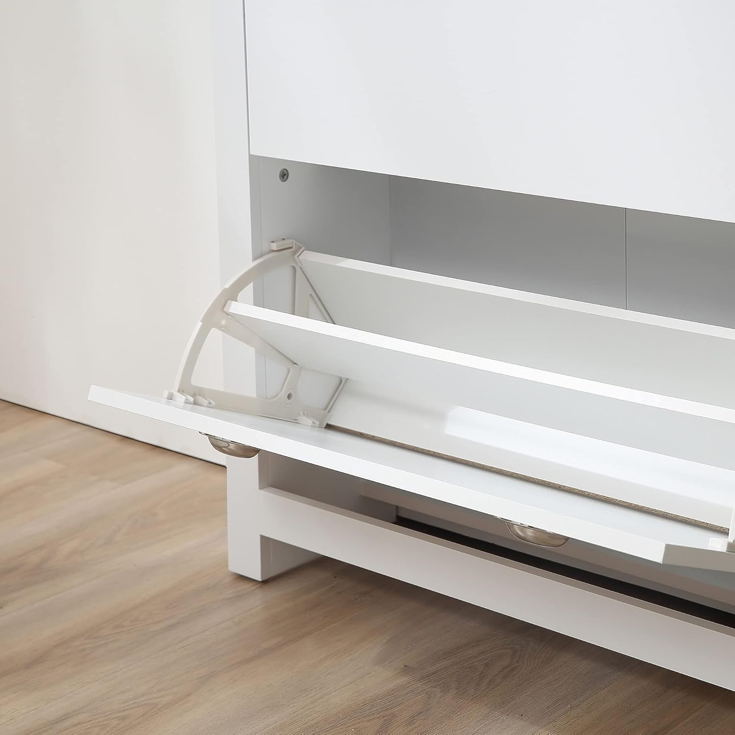 2-Drawer Narrow Shoe Cabinet with Flip Doors & Adjustable Shelves White