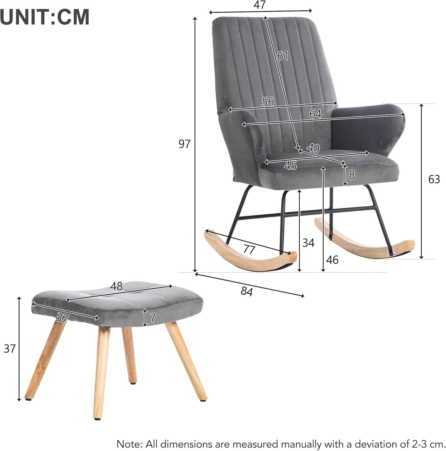 High Back Rocking Chair with Footstool, Armchair for Lounge Bedroom