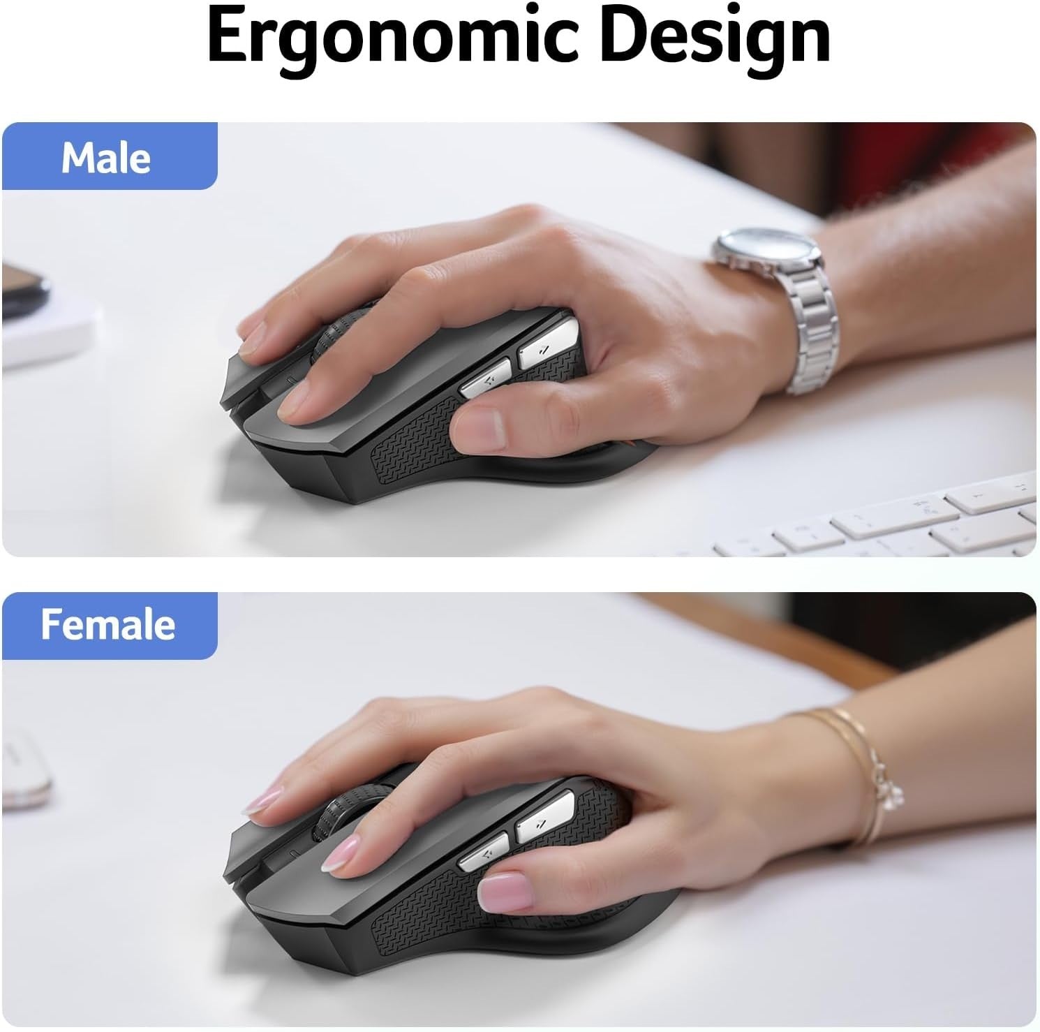 Ergonomic Wireless Mouse 2.4GHz 6-Button Adjustable DPI for Laptop PC