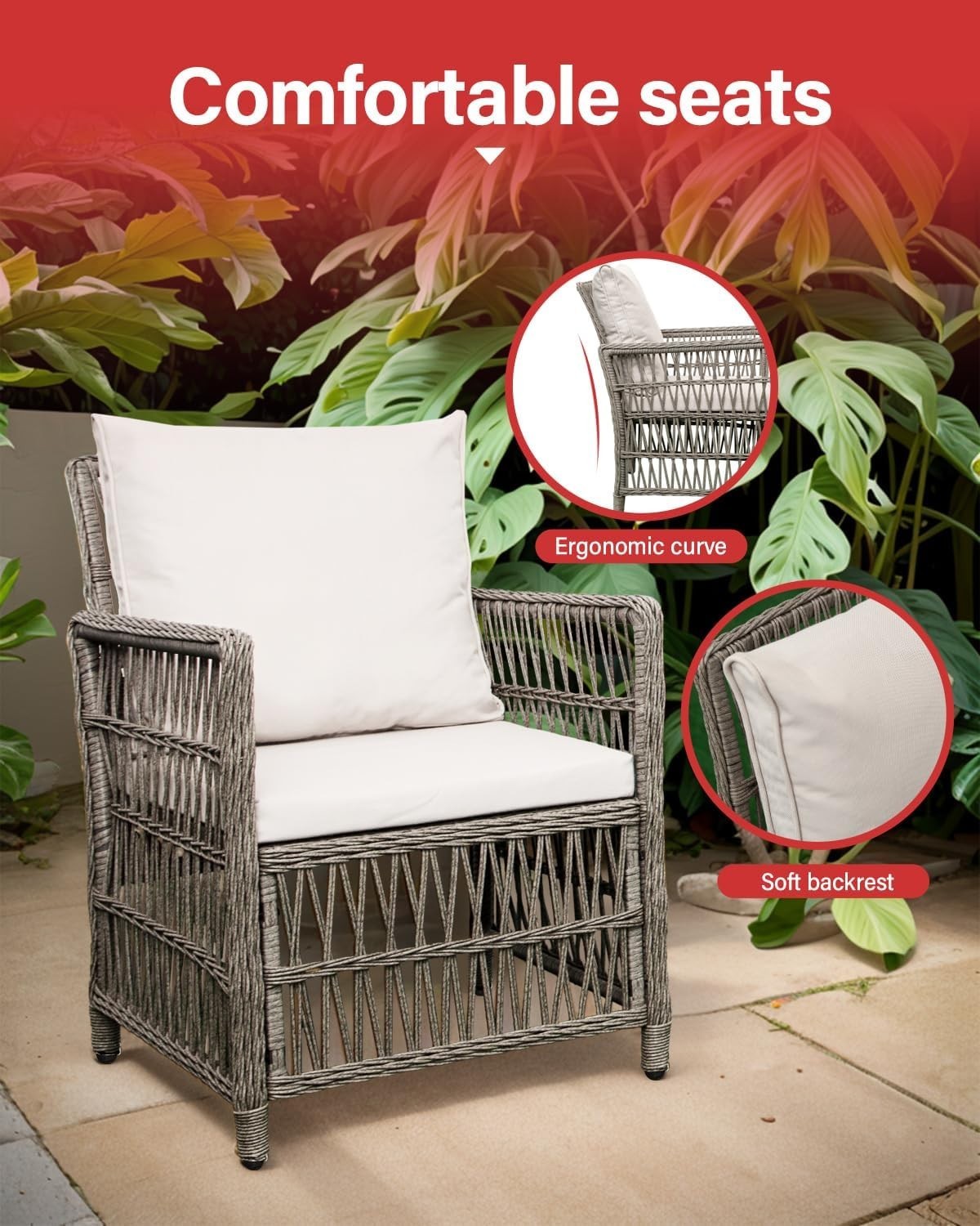 Rattan Garden Furniture Set 4 Piece Outdoor Sofa Set w/ Cushions Patio