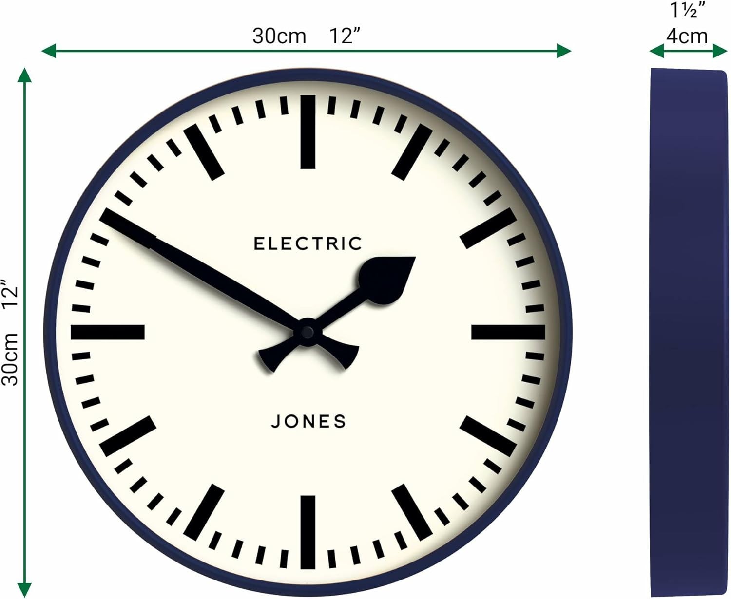 30cm Modern Wall Clock Silent Quartz Station Style Round Clock Home Office