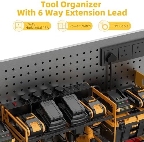 Wall Mounted Power Tool Organizer 8 Drill Holder Charging Rack