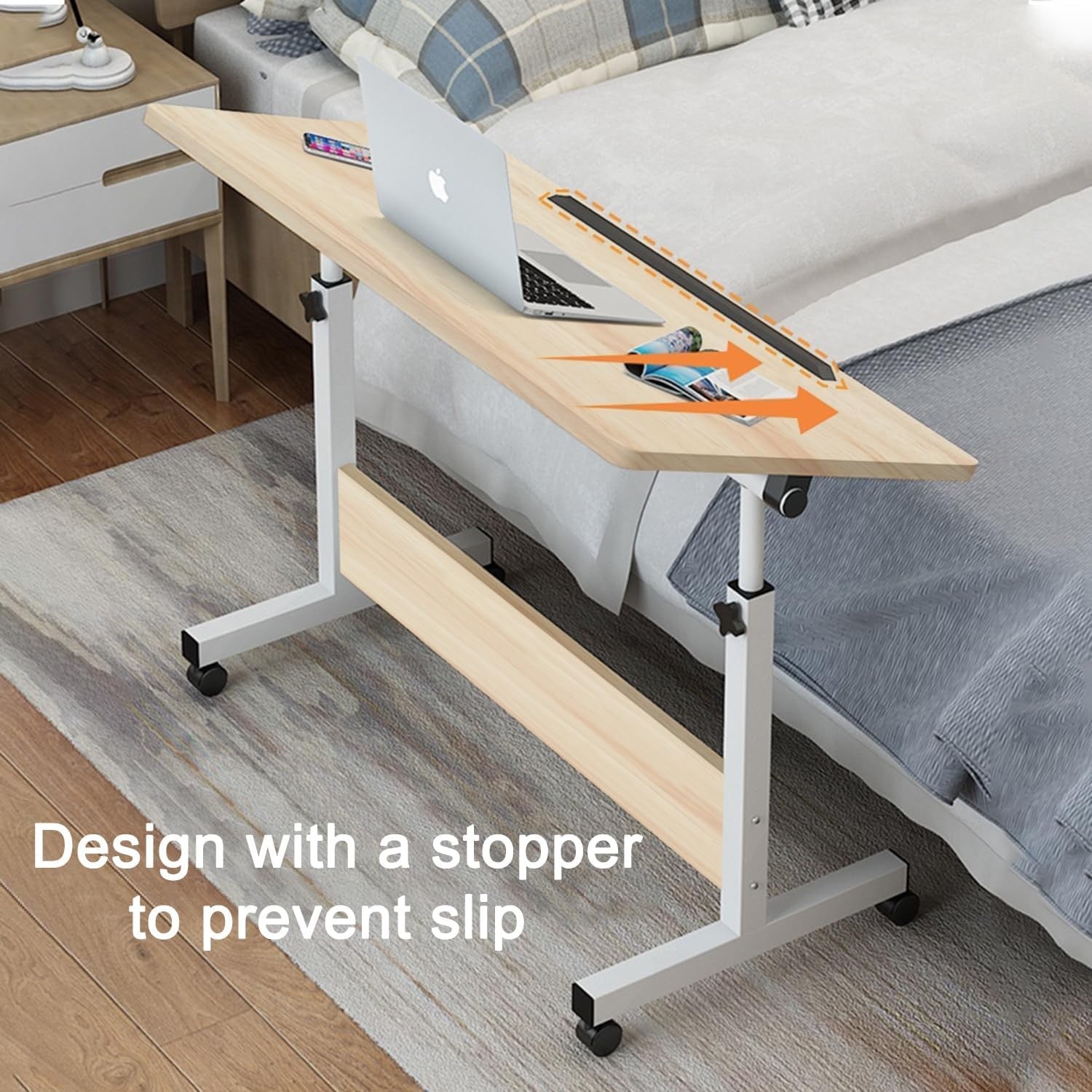 Height Adjustable Standing Desk on Wheels Laptop Table Small Office 80x40cm