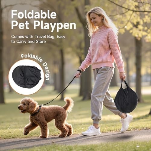 Portable Foldable Puppy Playpen Grey – Indoor & Travel Pet Cage