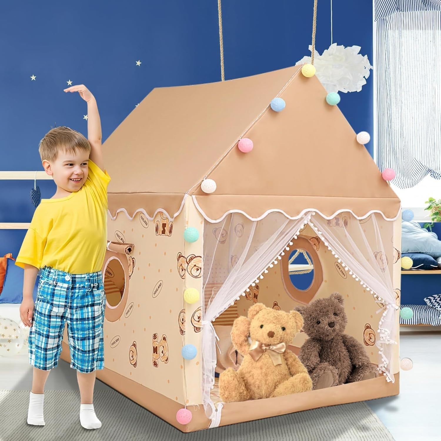 Kids Play Tent Indoor Outdoor Soft Playhouse Easy Setup Ages 3+