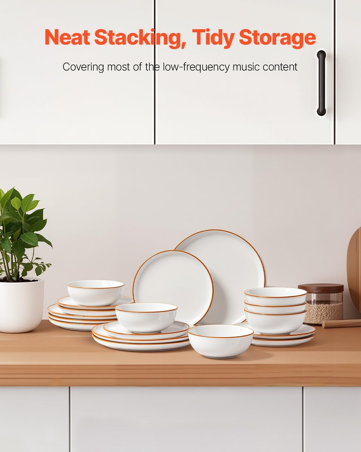 18pc Ceramic Dinner Set Plates Bowls Scratch Resistant Microwave Dishwasher