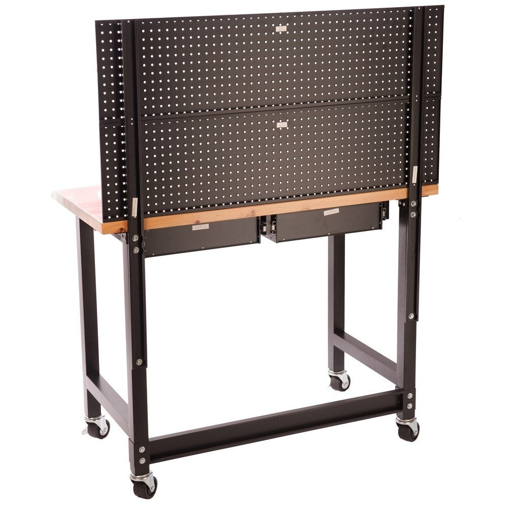 UltraHD Workbench with Pegboard Drawers Castors Hardwood Top Heavy Duty