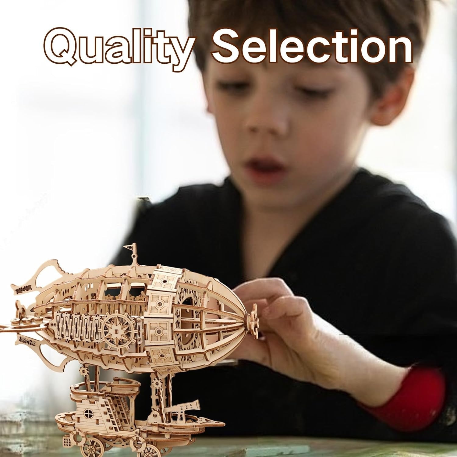 Wooden Airship 3D Puzzle Kit – Steampunk DIY Model for Adults & Home Decor