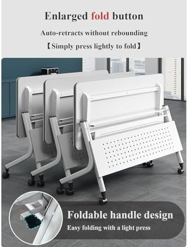 Mobile Folding Conference Table – 47" Flip-Top Desk w/ Wheels & Privacy Panel