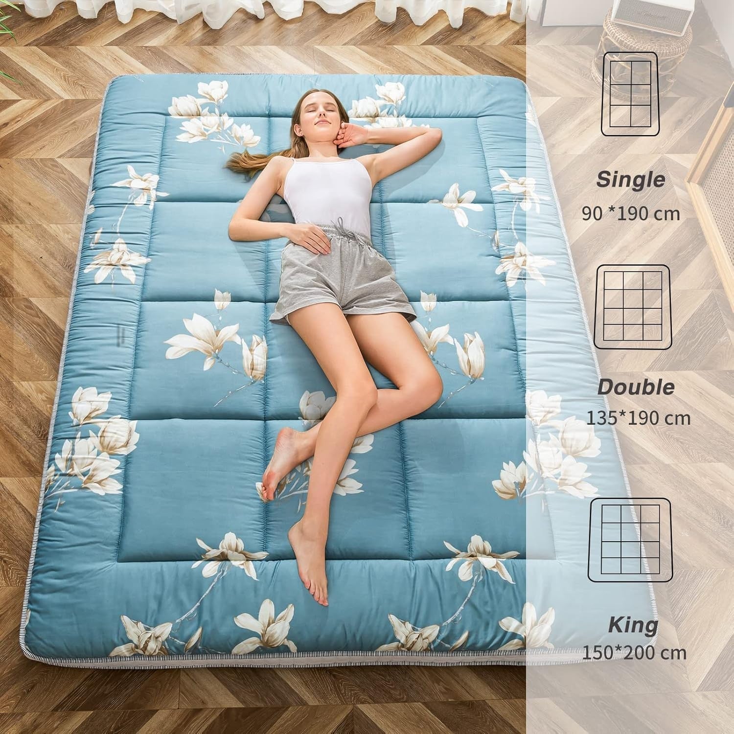 Extra Thick Japanese Floor Mattress Topper | Plush, Breathable Sleeping Pad