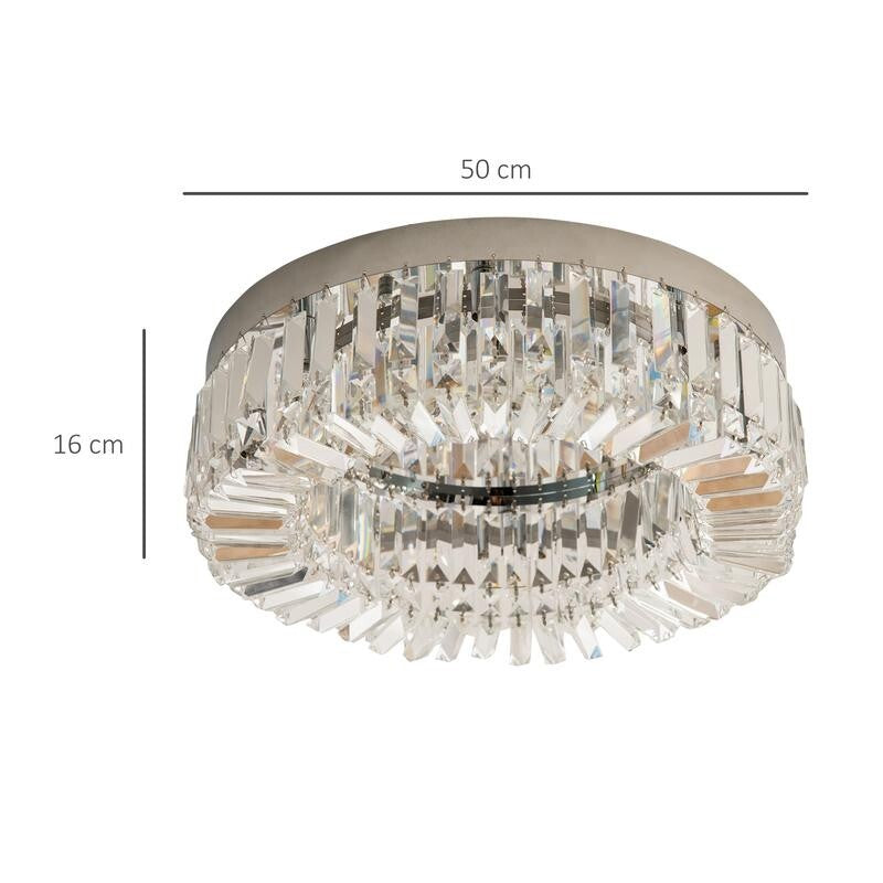 Luxury 50cm Crystal Ceiling Light Chandelier Flush Mount G9 Modern Chrome