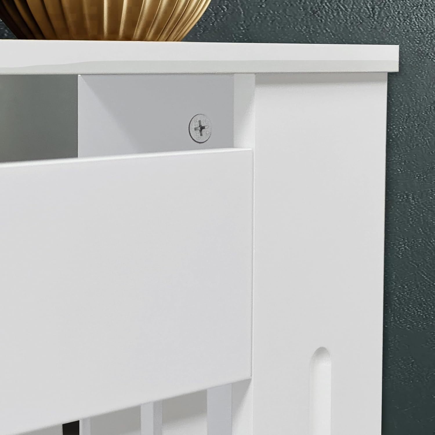Tall White Radiator Cover Cabinet 92cm High MDF Vertical Slat Heater Cover