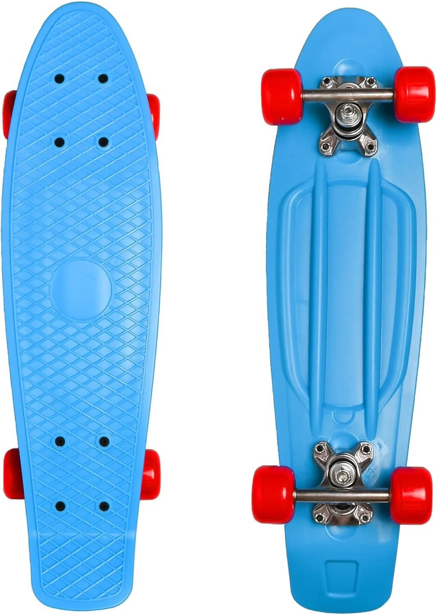 22" Retro Cruiser Skateboard ABEC-7 Bearings for Kids Teens Adults Blue