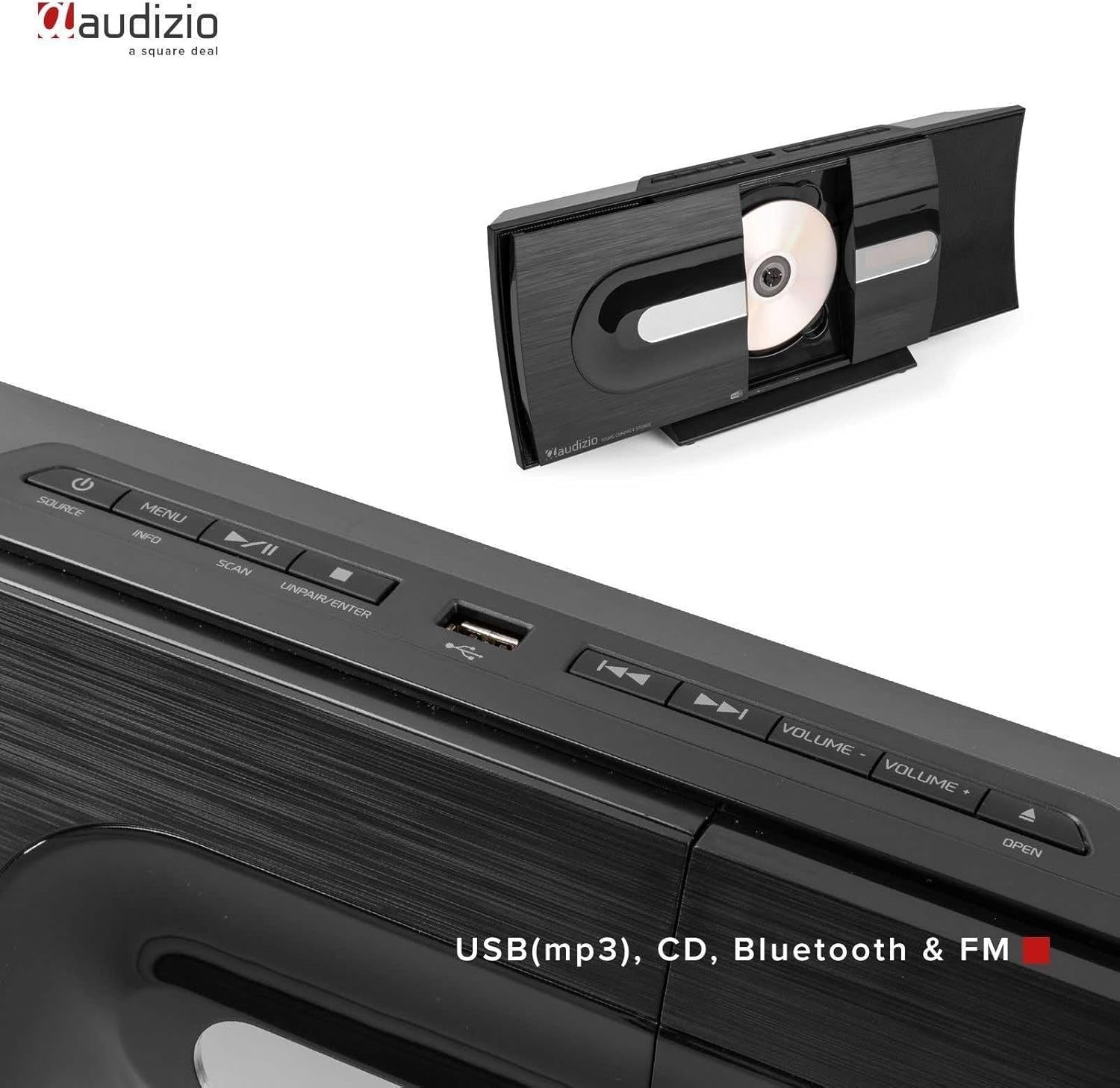 Bluetooth DAB+ Stereo System | HiFi CD Player USB MP3 Wall Mountable Home Audio