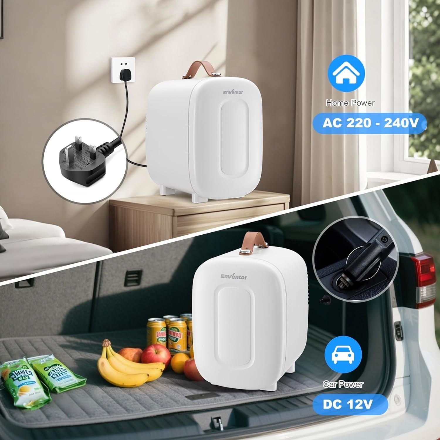 4L Mini Fridge Cooler & Warmer Portable AC 12V Compact White