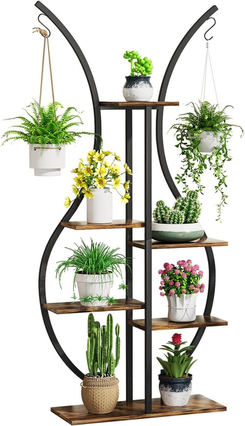 6 Tier Metal Plant Stand Vase Shape Tall Indoor Outdoor Corner Flower Shelf