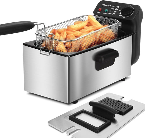 3L Deep Fat Fryer 2200W Stainless Steel Adjustable Temp Viewing Window